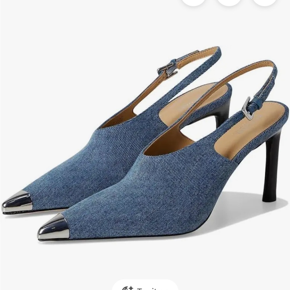 Michael Kors Teal Slingback Heels with Silver Tips